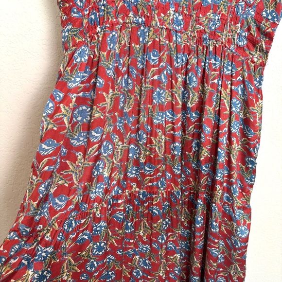 Natural Life Bella Red Blue Floral Maxi Dress Women’s Large Cottagecore Bohemian - Picture 7 of 14